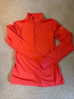 Nike Run Women's Orange Quarter-Zip Long Sleeve Dri-FIT Top